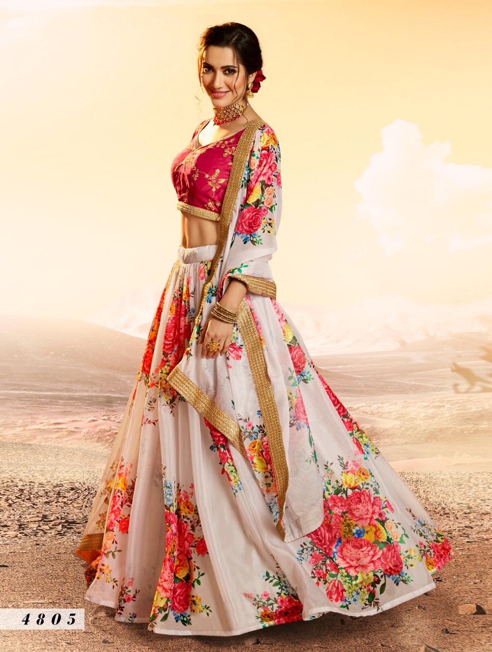 White Pink  4805  Zari Work Lehenga Choli