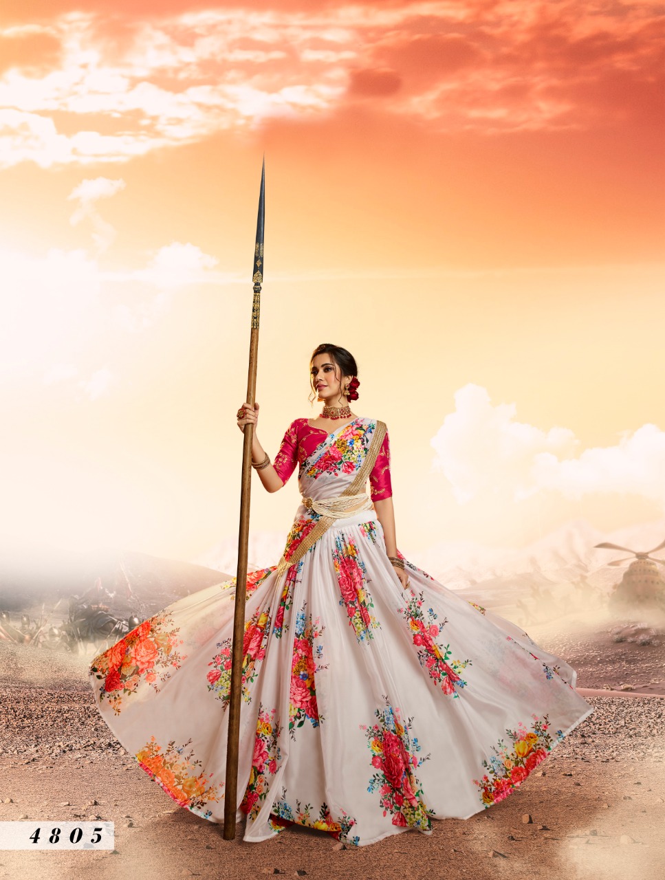 White Pink  4805  Zari Work Lehenga Choli