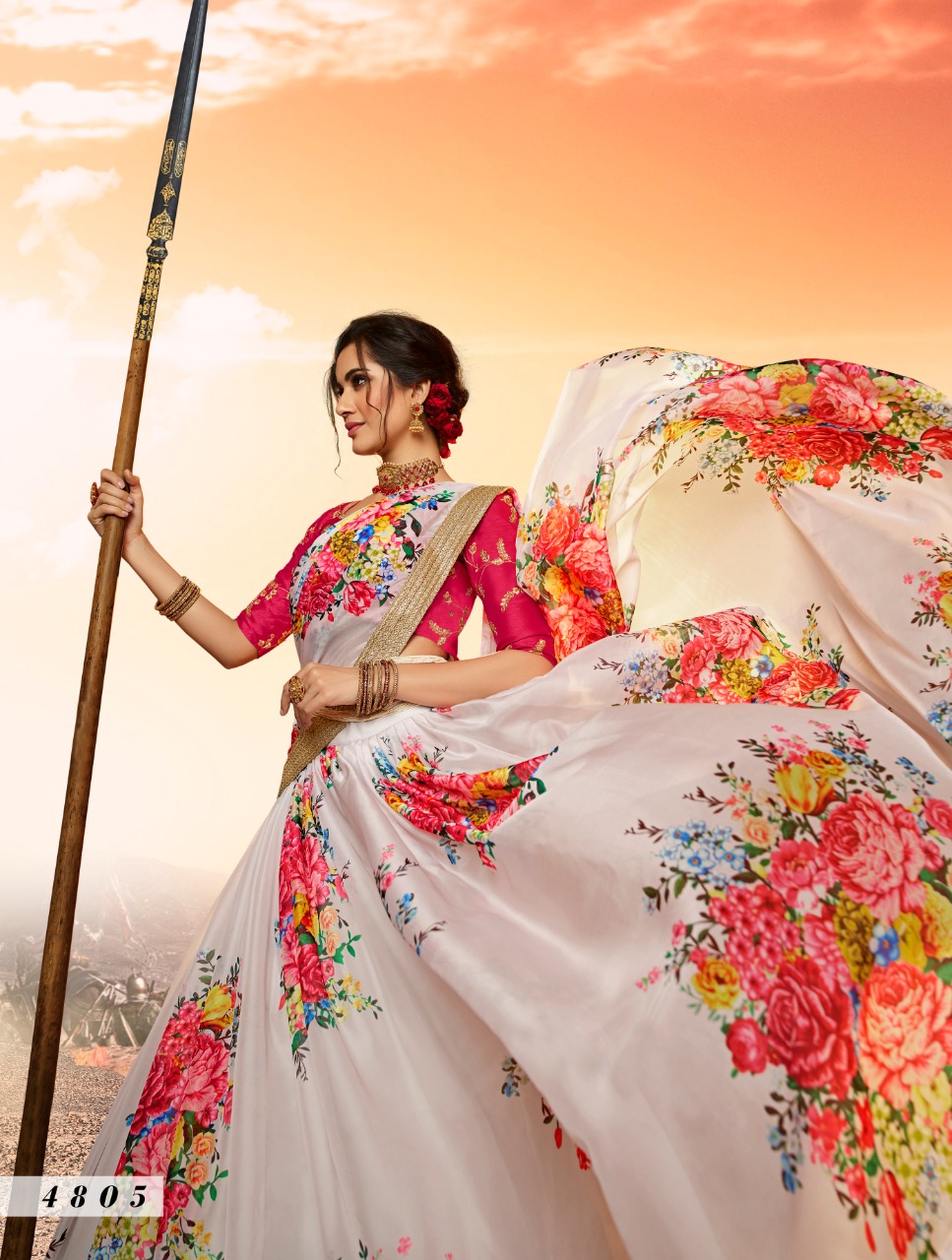 White Pink  4805  Zari Work Lehenga Choli