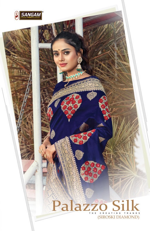 Sangam Presents Plazzo Silk Saree With Siroski Work