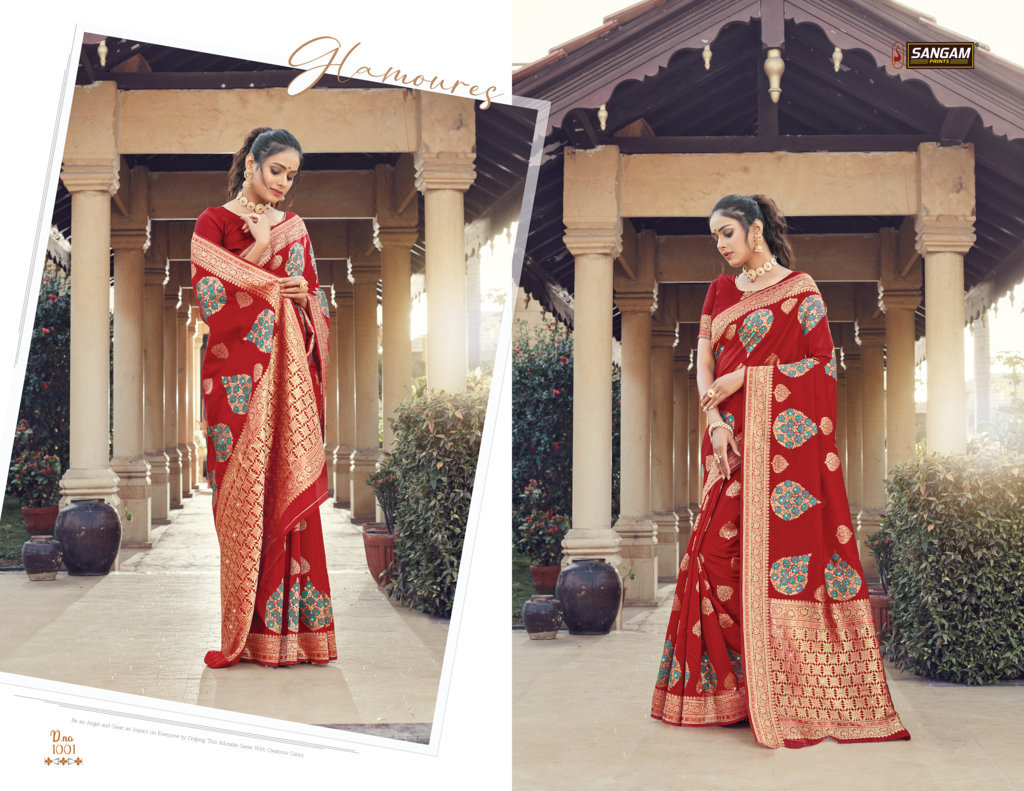 Sangam Presents Plazzo Silk Saree With Siroski Work