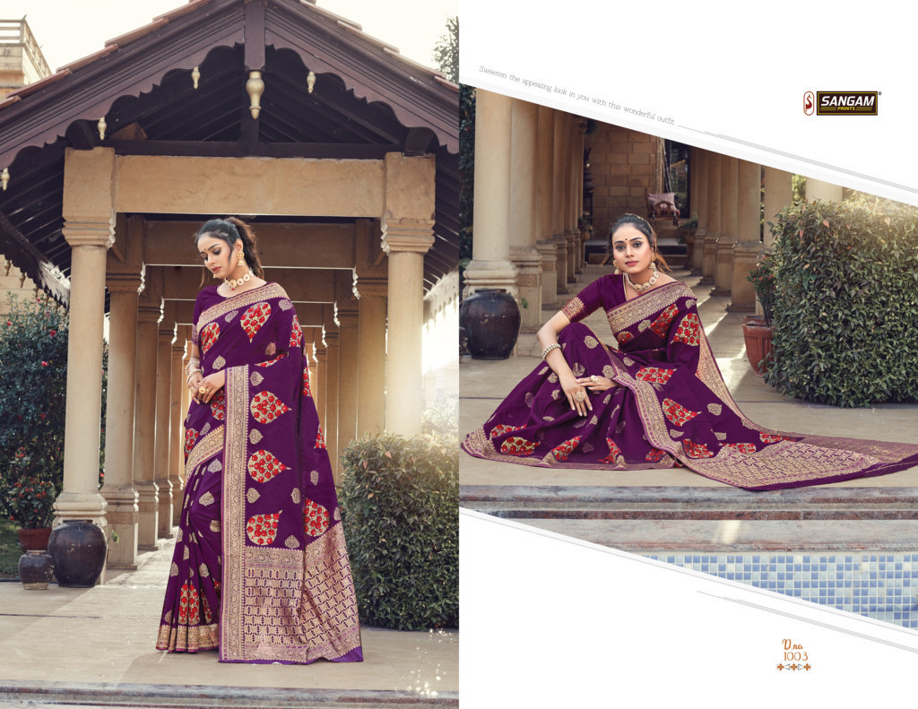 Sangam Presents Plazzo Silk Saree With Siroski Work