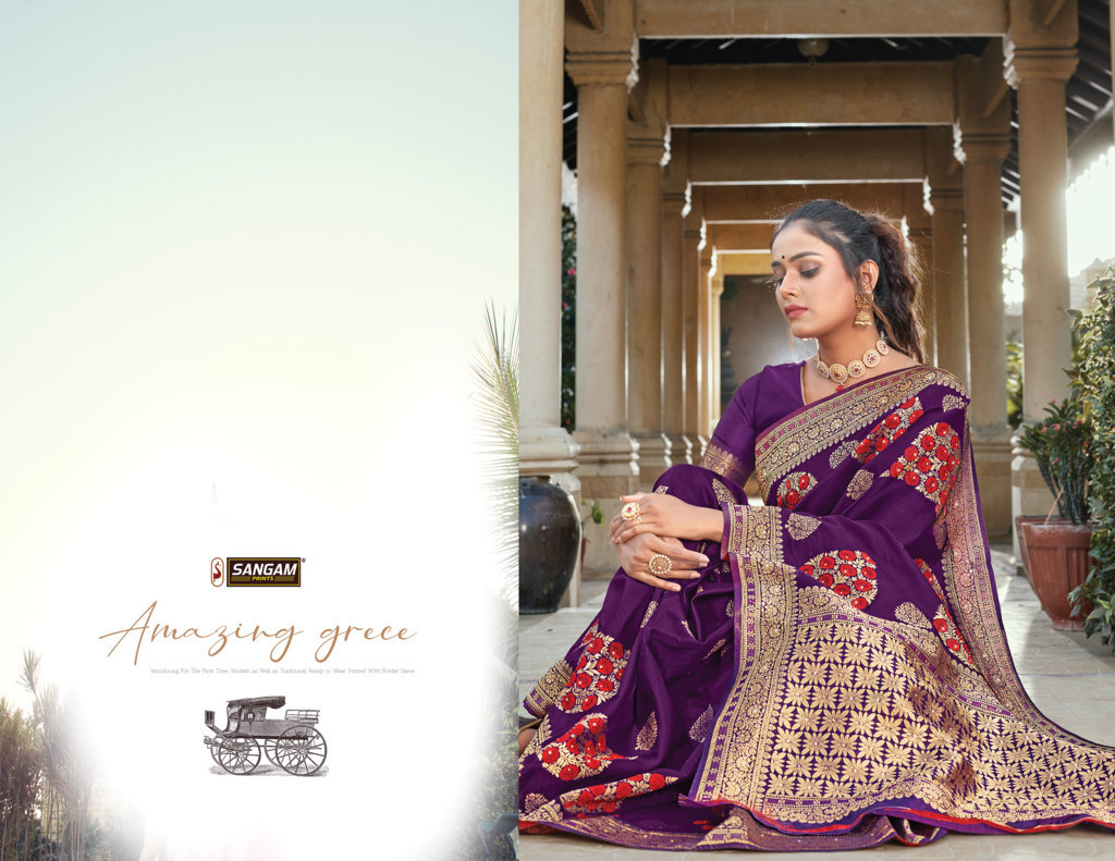 Sangam Presents Plazzo Silk Saree With Siroski Work