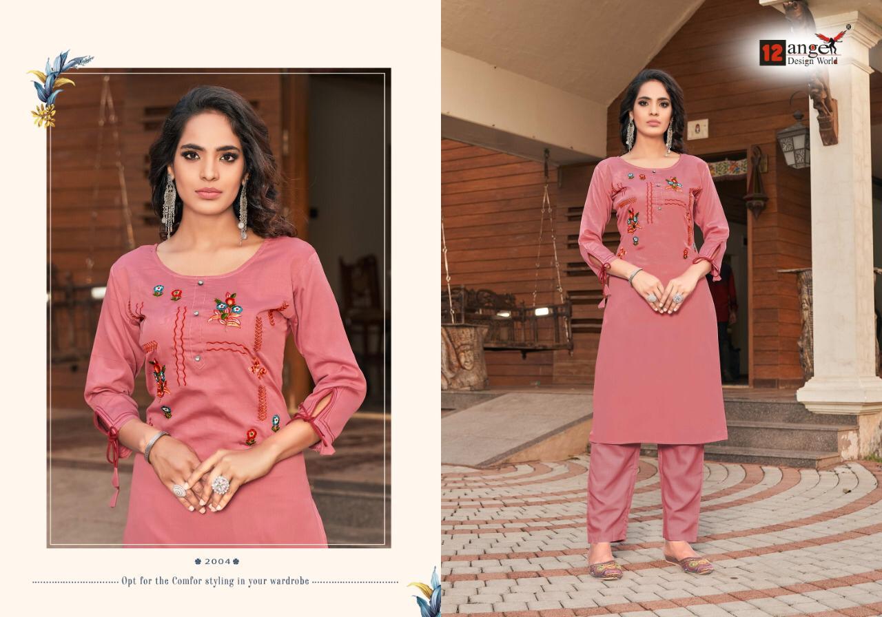 12 Angel Red Rose Jam Cotton Embroidery Kurti Wholesale  Manufacturers Kurti Catalog