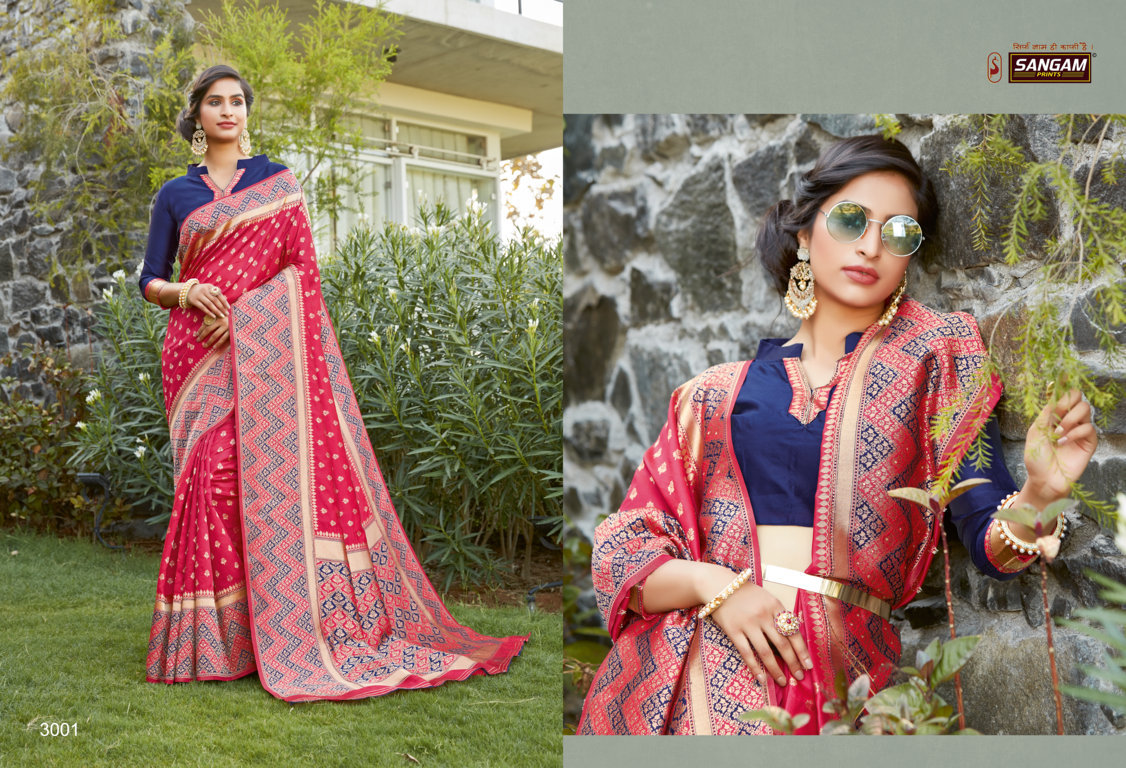 Sangam Presents Rainbow Silk Saree With Siroski Work