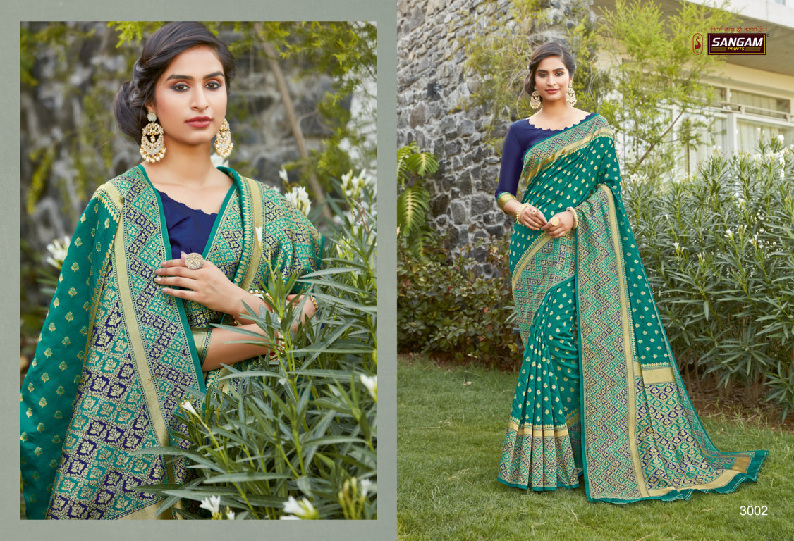 Sangam Presents Rainbow Silk Saree With Siroski Work