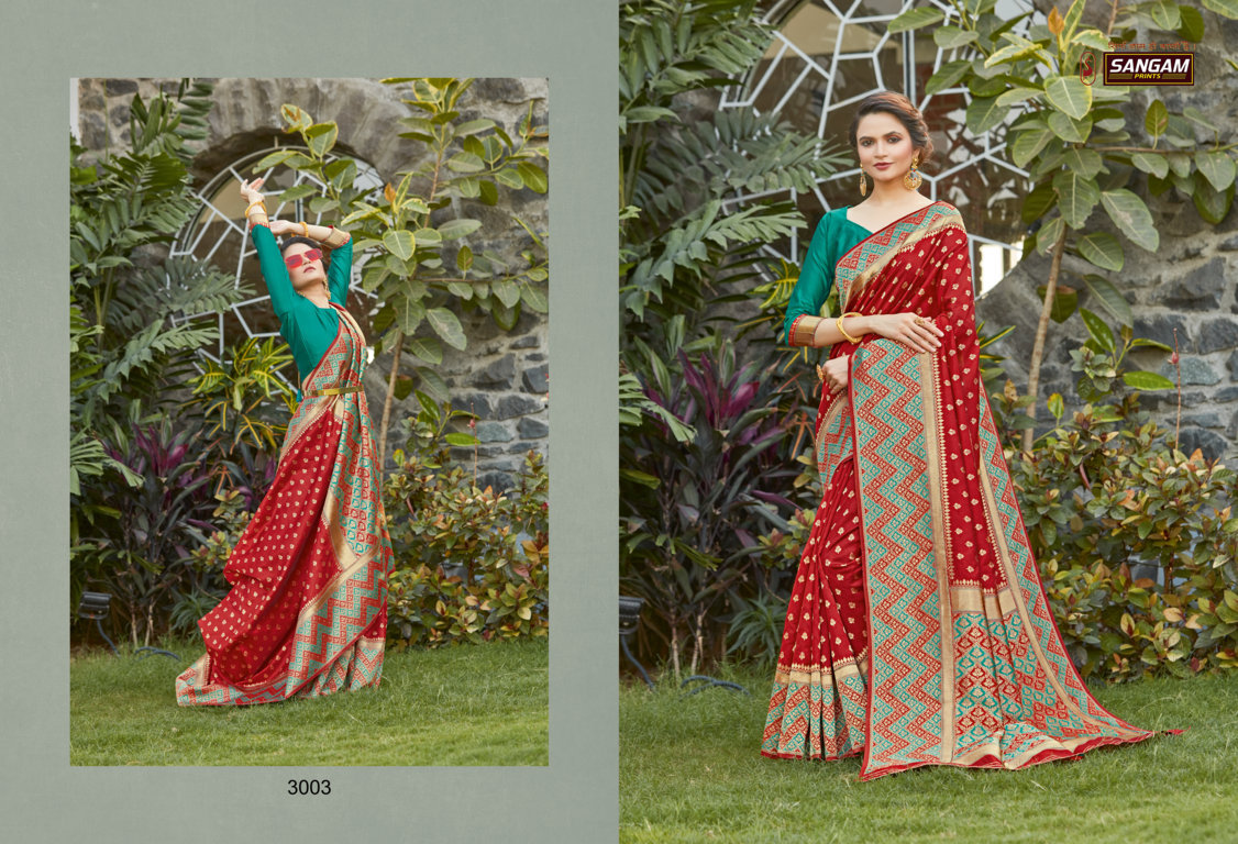 Sangam Presents Rainbow Silk Saree With Siroski Work