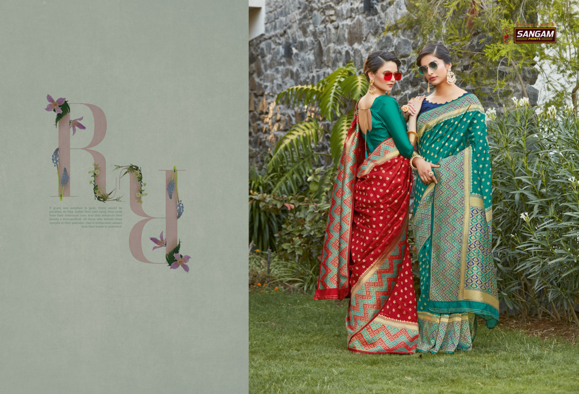 Sangam Presents Rainbow Silk Saree With Siroski Work