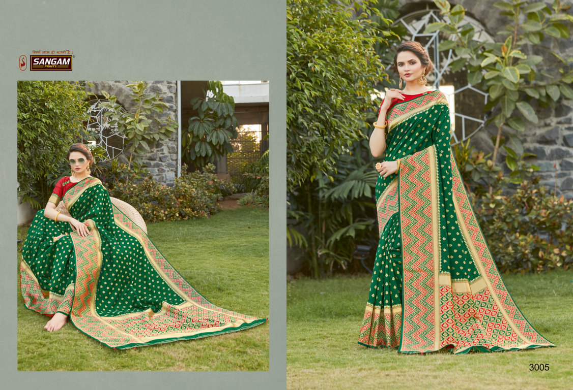 Sangam Presents Rainbow Silk Saree With Siroski Work