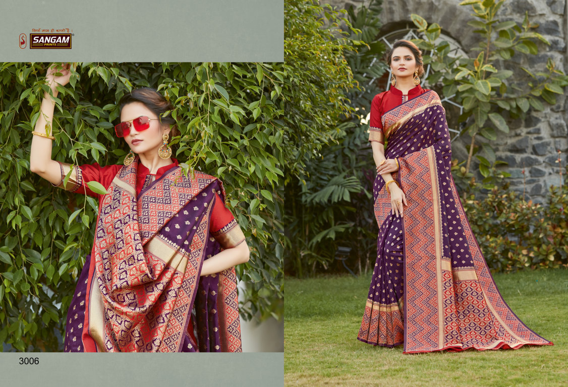 Sangam Presents Rainbow Silk Saree With Siroski Work