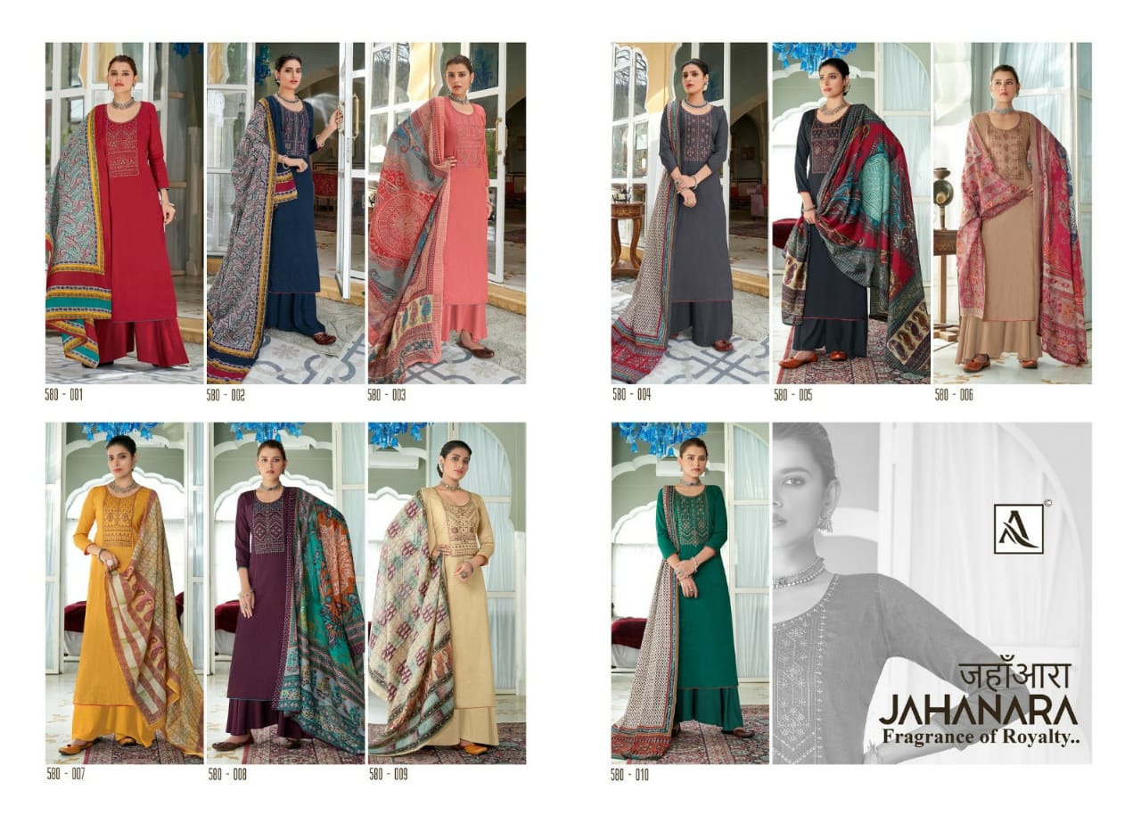 Alok  Jahanra  Jam Cotton Designer Latest Embroidered Dress Material