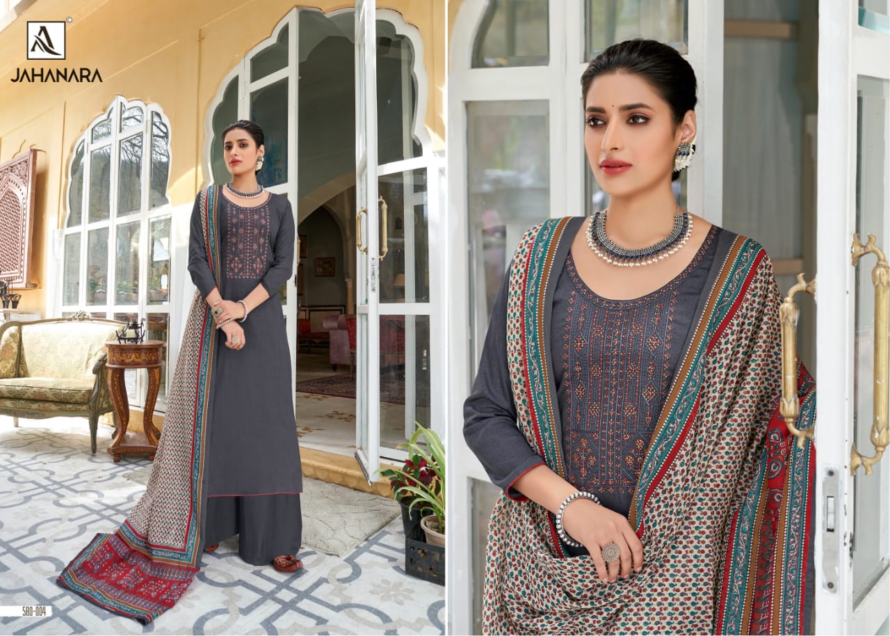 Alok  Jahanra  Jam Cotton Designer Latest Embroidered Dress Material