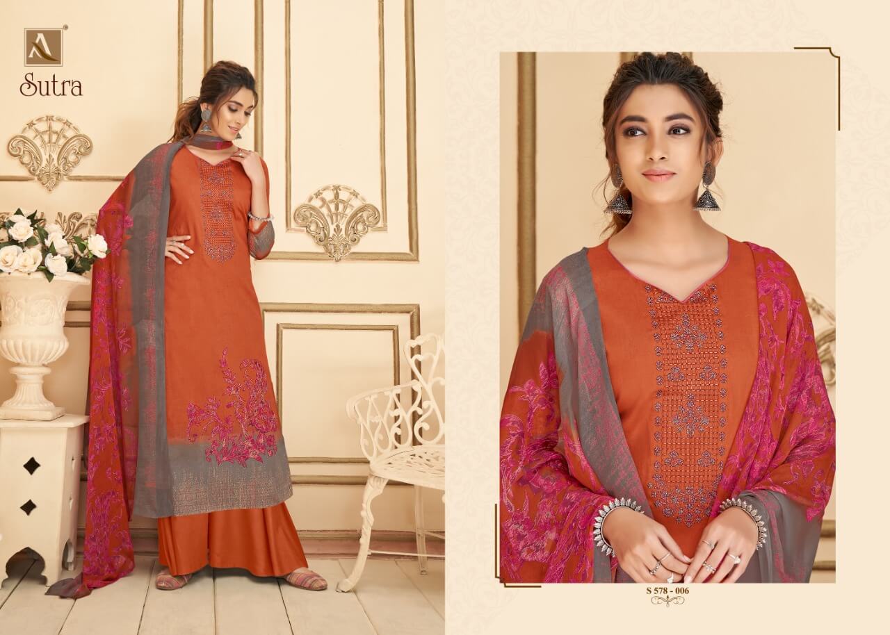Alok Sutra Designer Embroidery Salwar  Sutis Catalog
