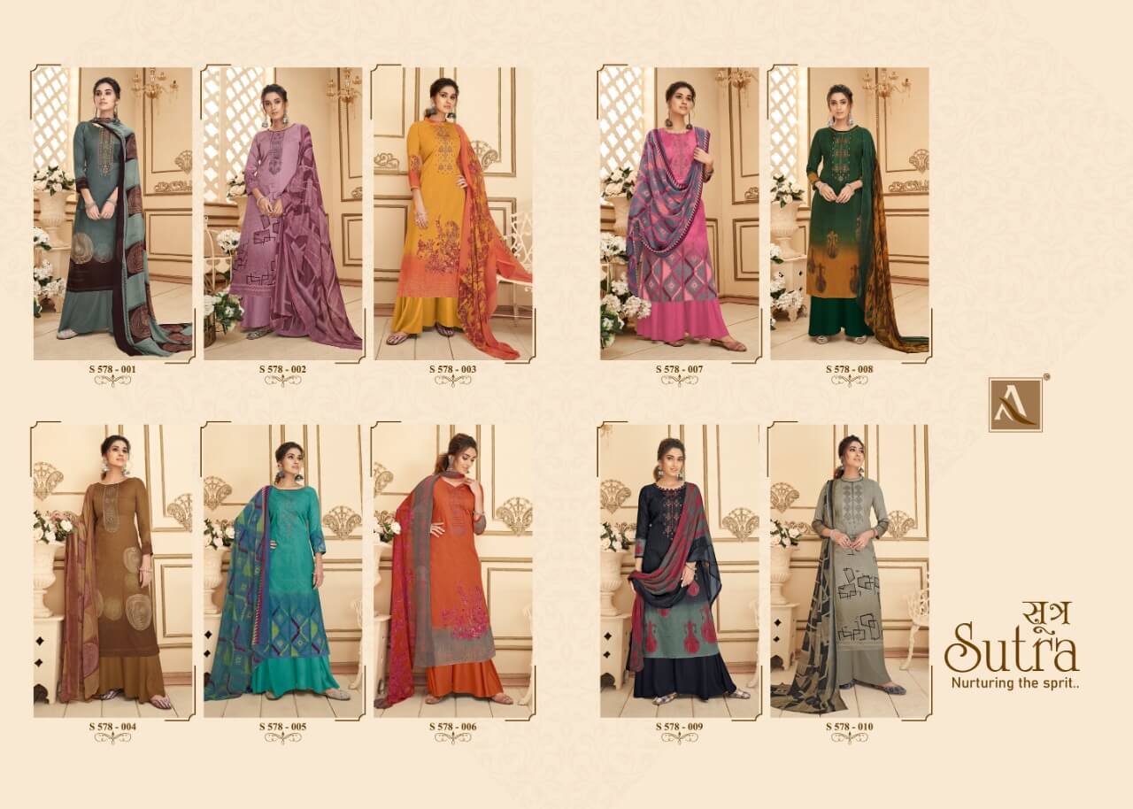 Alok Sutra Designer Embroidery Salwar  Sutis Catalog