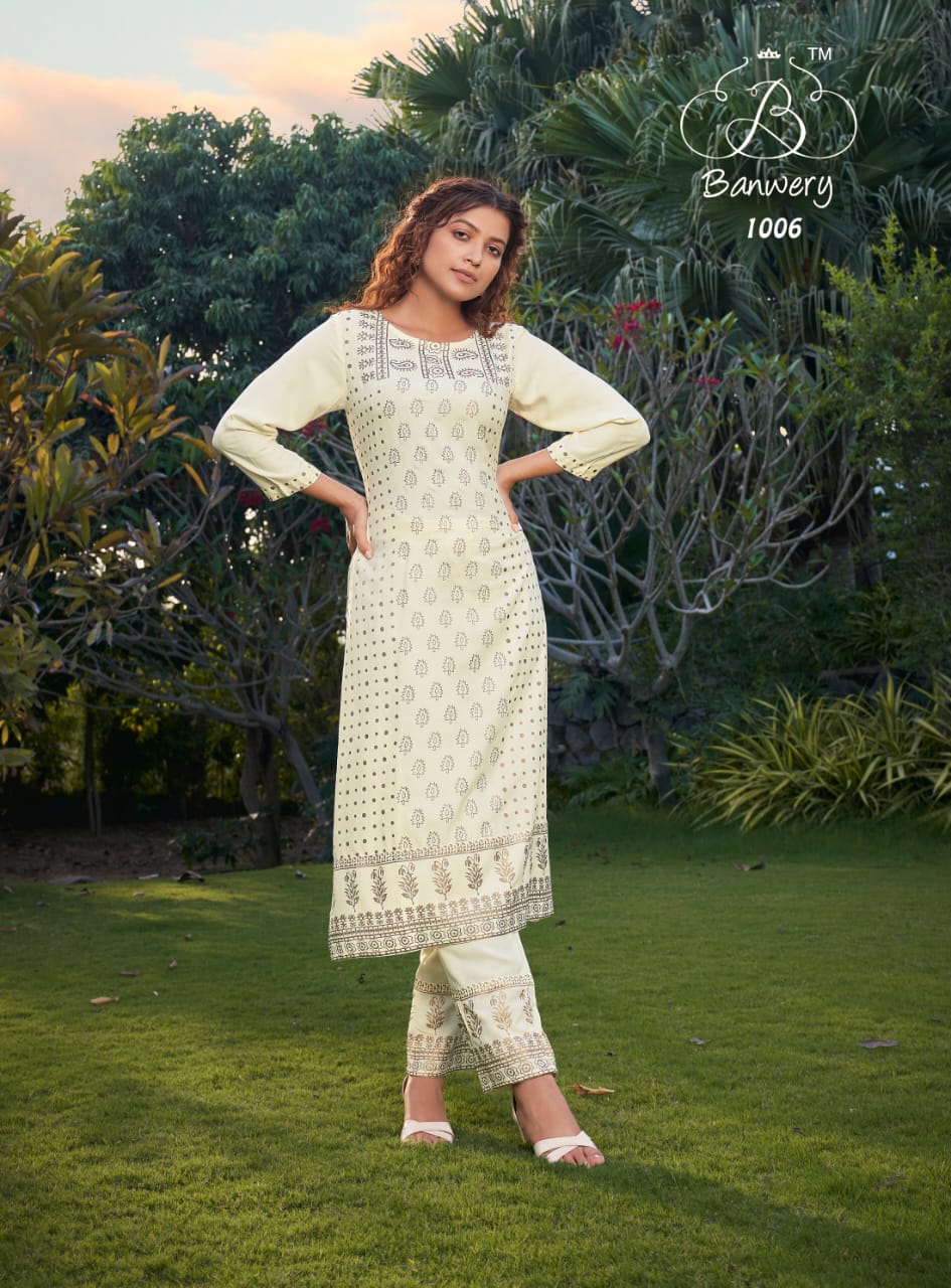 Banwery Peri Peri Designer Kurti With Pent   Buy Latest Catalog