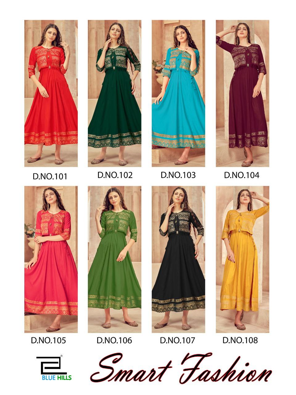 Blue Hills Buy Smart Fashion  Wholesale Anarkali Kurtis Jacket  Manufacturer Designer Kurti Catalog