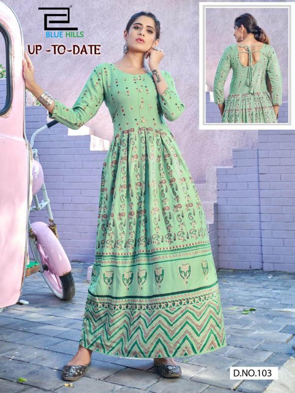 Blue Hills Up To Date Designer Long Kurti Wholesale Anarkali Kurtis Catalog