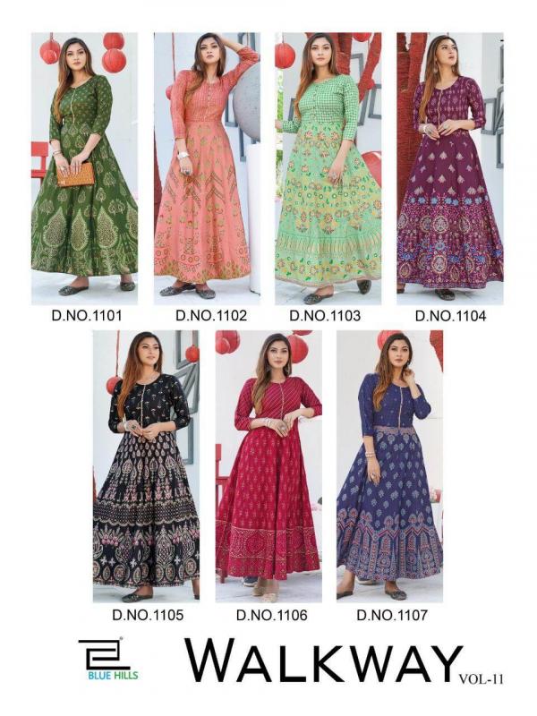 Blue Hills Walkway Vol 11 Stylist Rayon Long Anarkali  Kurti Catalog