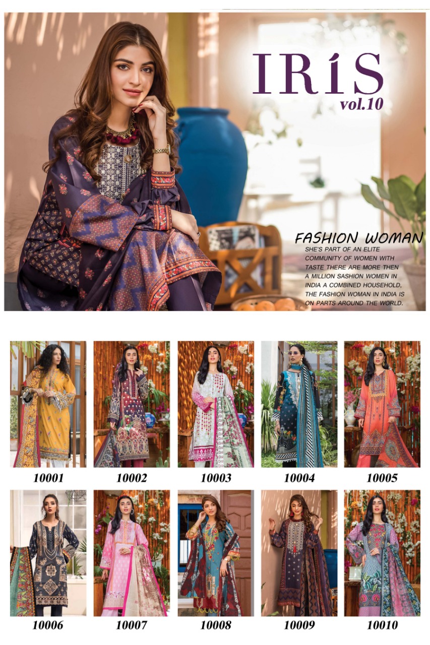 Iris  Vol 10 Cotton Karachi Dress Materials Collection Buy Online Wholesale Ladies Dress Materials