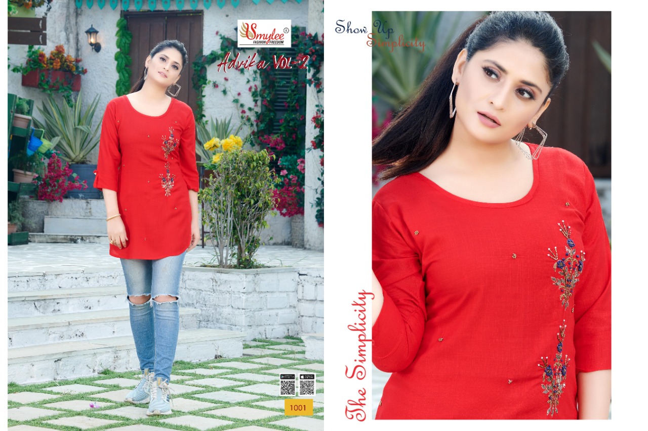 Smylee Presents  Advika Vol  2  Short Designer Kurtis Collection