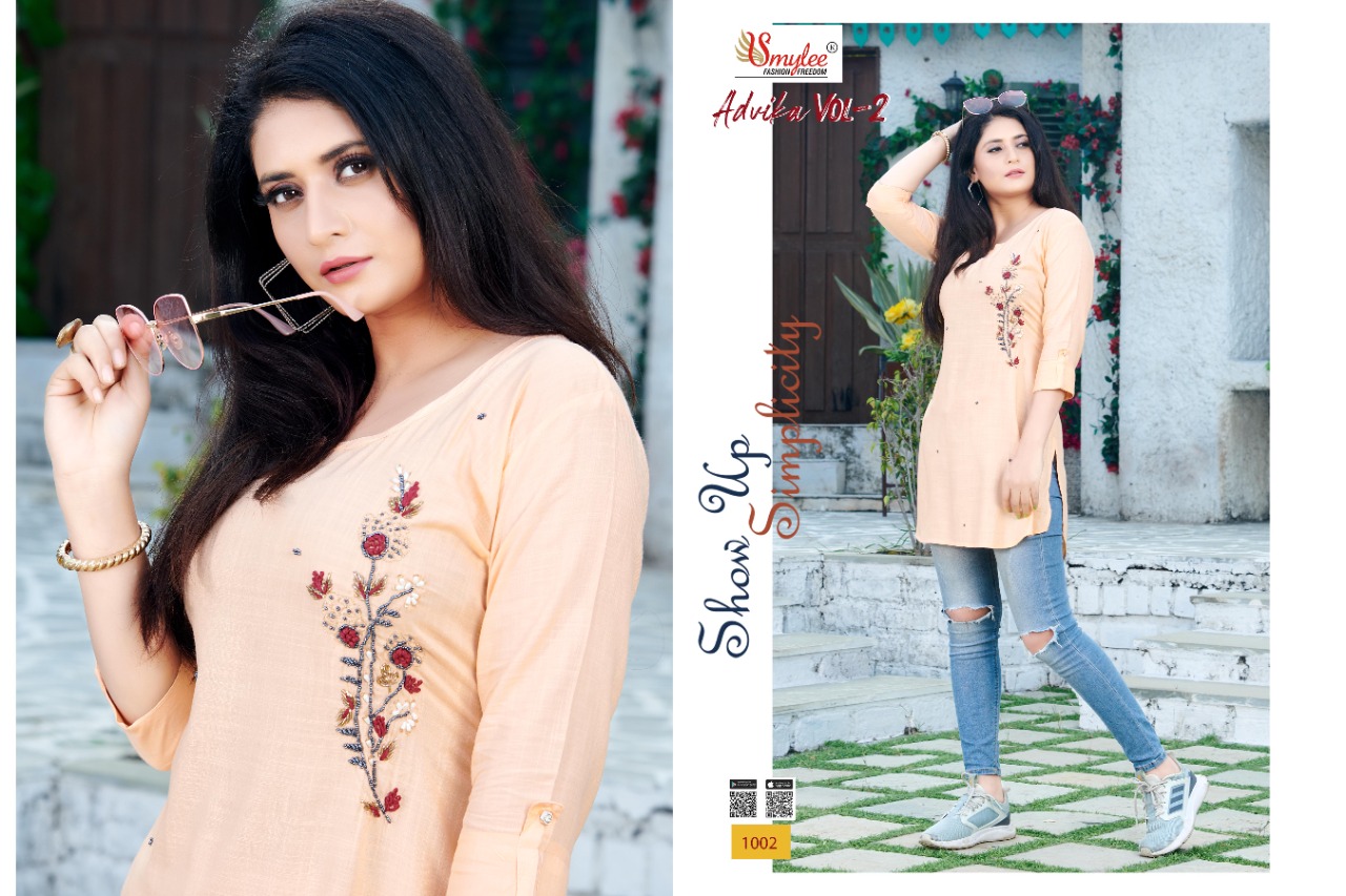 Smylee Presents  Advika Vol  2  Short Designer Kurtis Collection