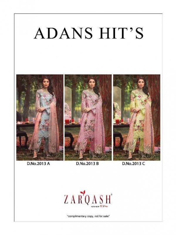 Zarqash Adans Hit's Designer Georgette Embroidery Pakistani Style Salwar Catalog
