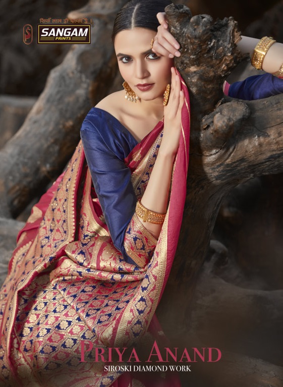 Sangam Presents Priya Anand Silk Saree With Siroski Work