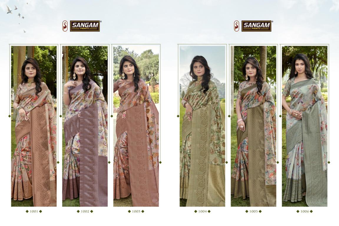 Sangam Presents Elegance Pure Linen Sarees