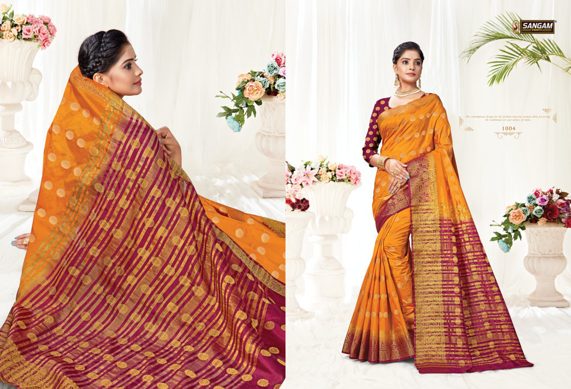Sangam Presents Mukaish Nylon Silk Sarees