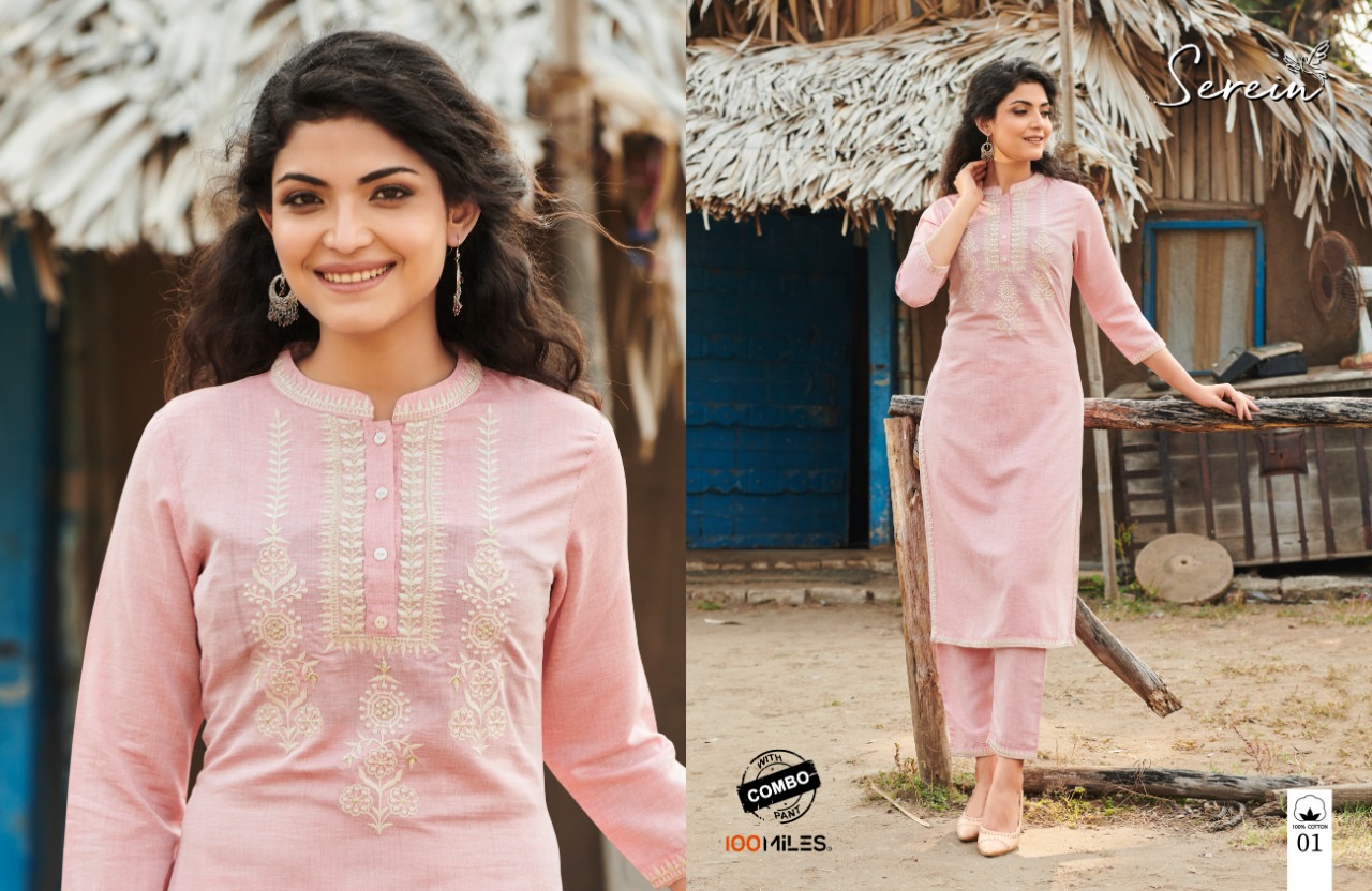 100miles Serein Casual Wear Printed Kurtis With Pant Catalog