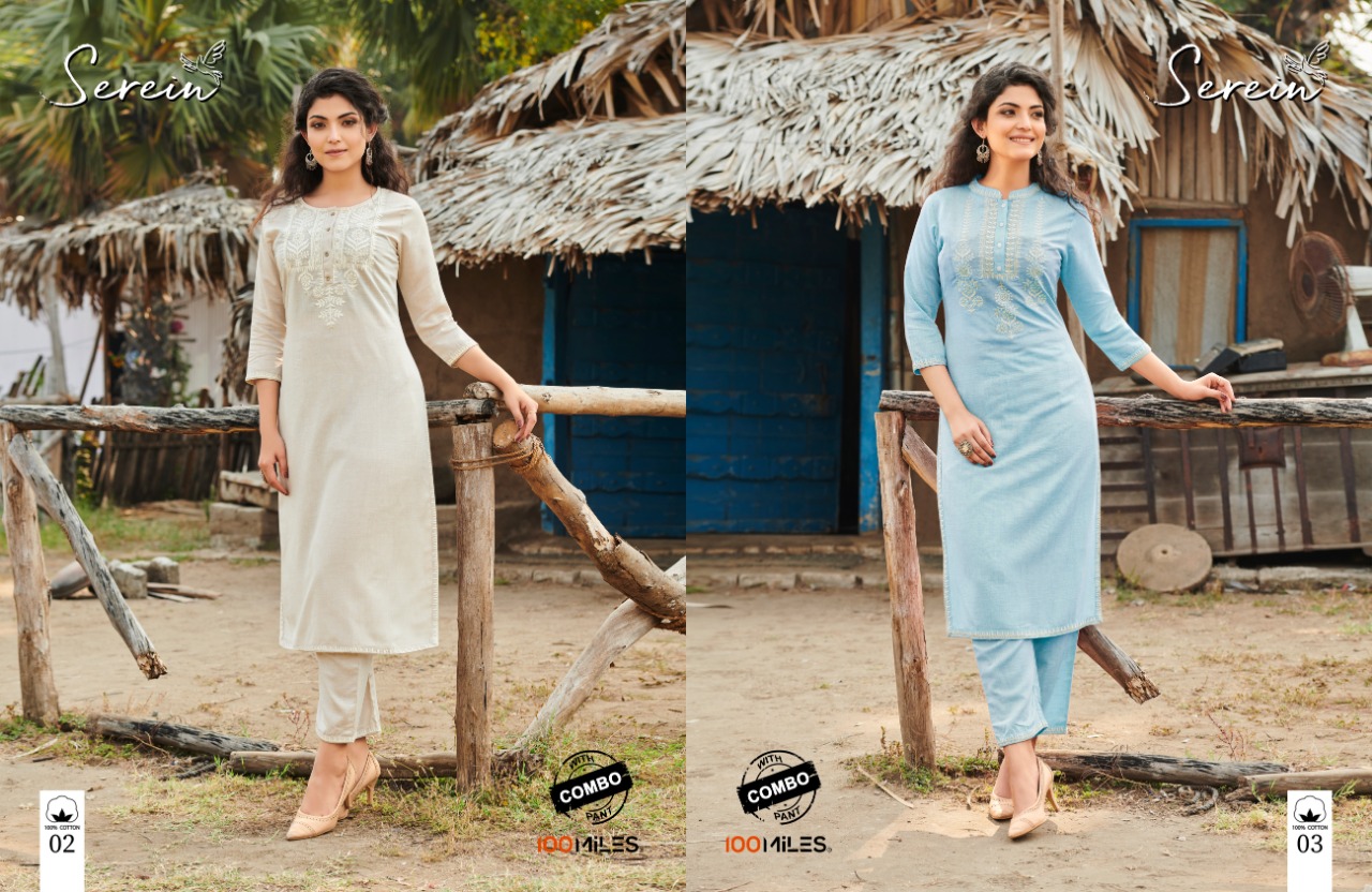 100miles Serein Casual Wear Printed Kurtis With Pant Catalog