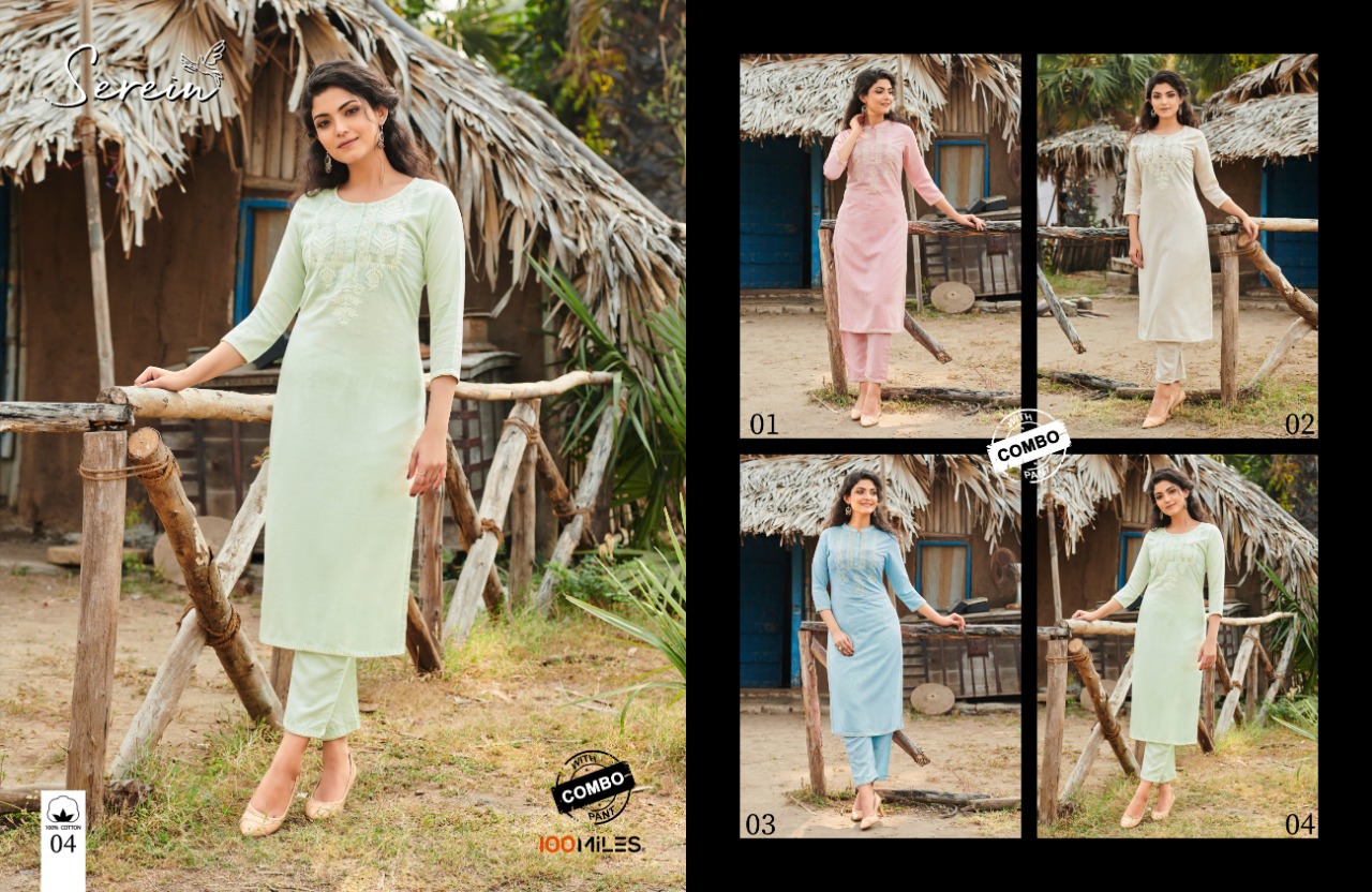 100miles Serein Casual Wear Printed Kurtis With Pant Catalog