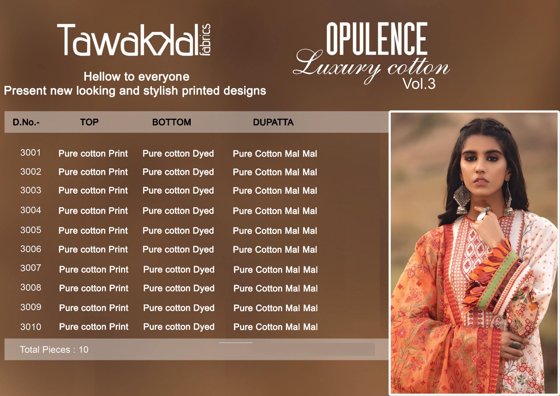 Tawakkal Opulence Luxury Cotton Vol  3 Pure Cotton Karachi Dress Material
