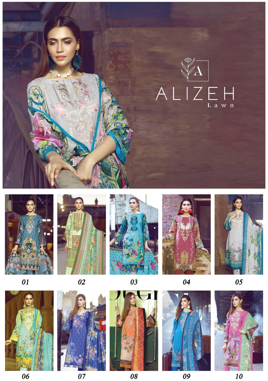 Alizeh Lawn Pakistani Lawn Suit - Lawn Suit Wholesaler & Wholesale