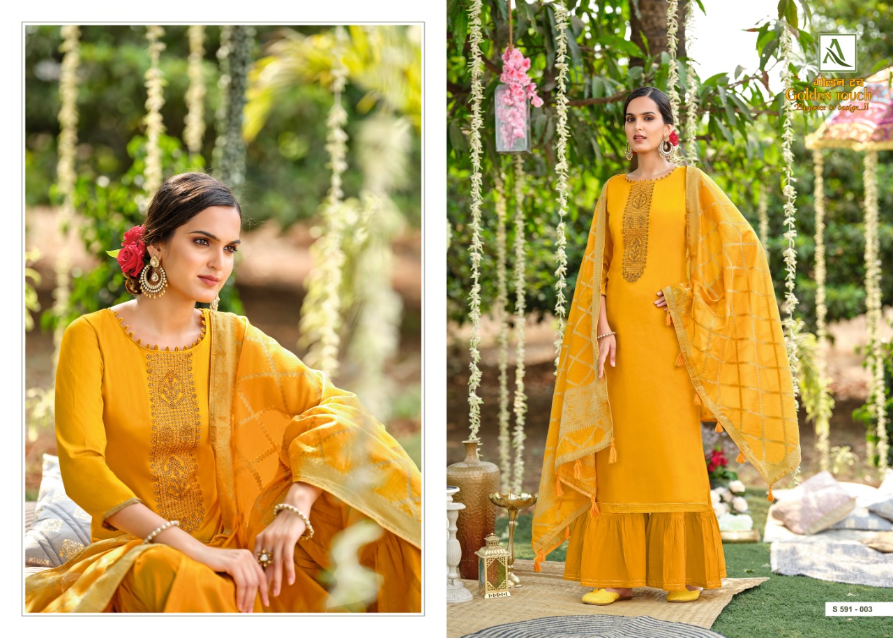 Alok Golden Touch Cotton Fancy Diamond Work Salwar Catalog