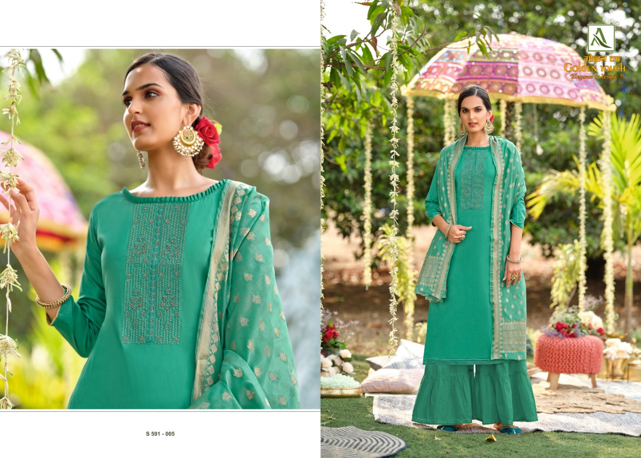 Alok Golden Touch Cotton Fancy Diamond Work Salwar Catalog