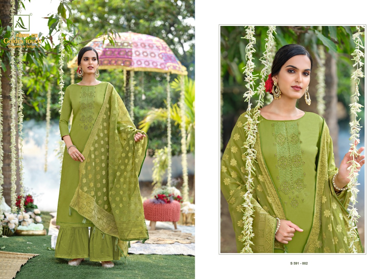 Alok Golden Touch Cotton Fancy Diamond Work Salwar Catalog
