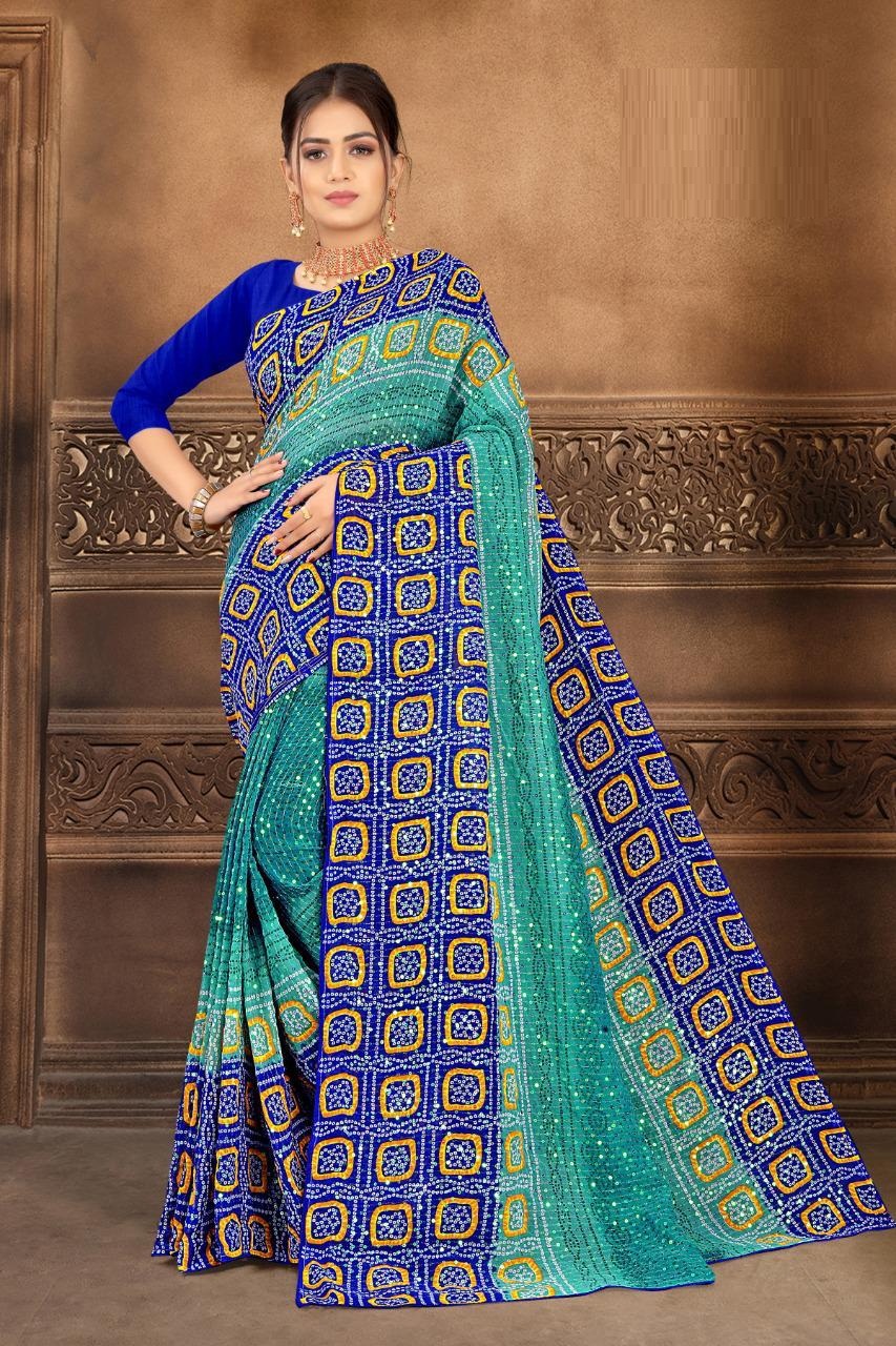 Angel 6 Georgette Bandhej Buy Printed Sequence Work Ladies Georgette  Saree Catalog