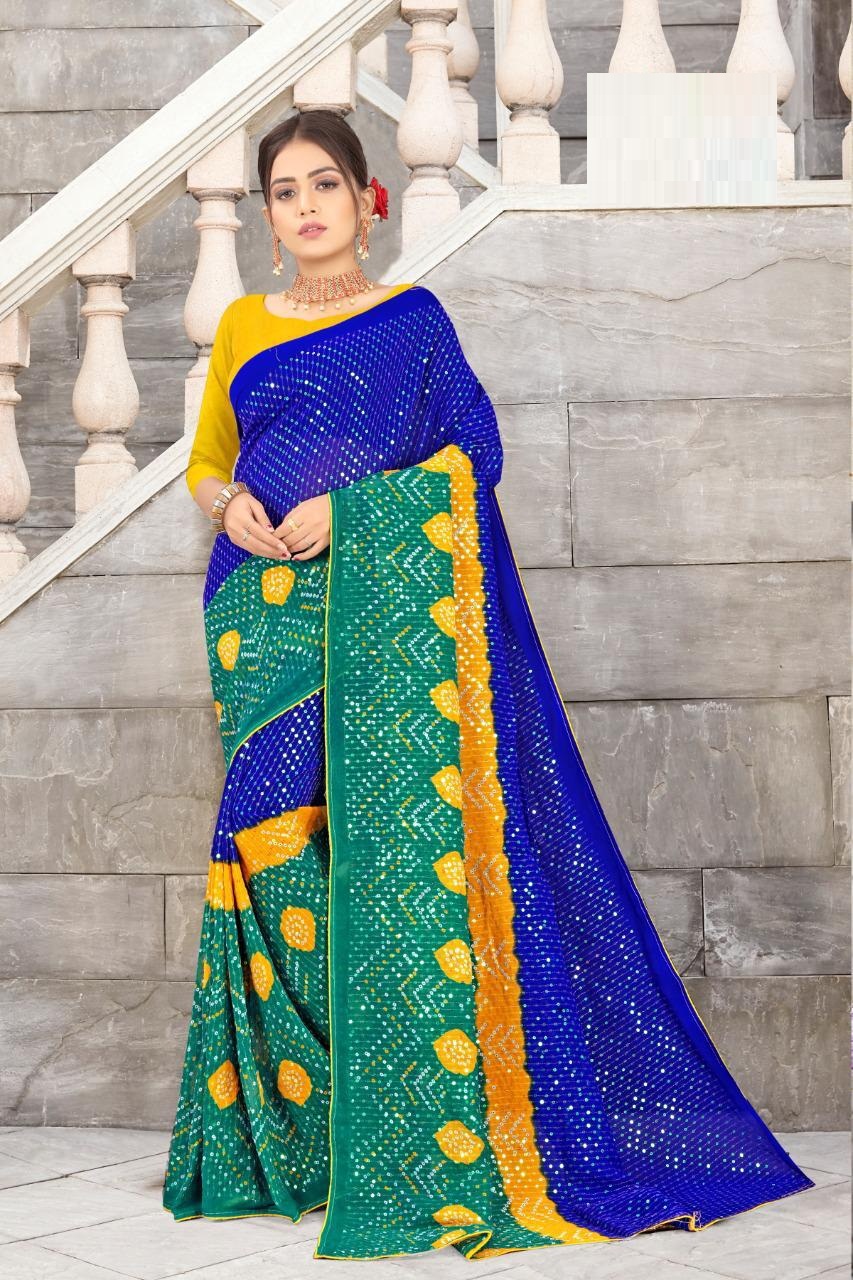 Angel 6 Georgette Bandhej Buy Printed Sequence Work Ladies Georgette  Saree Catalog