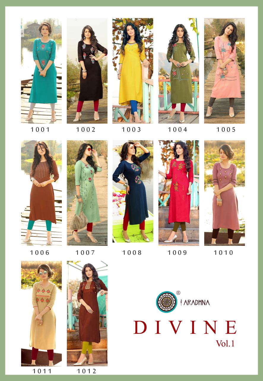 Aradhna Divine Vol  1  Rayon Casual Wear Kurti Buy Fancy Kurtis Catalog