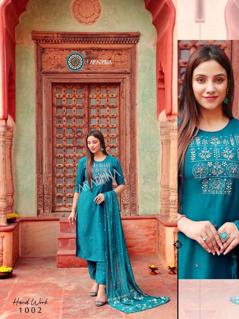 Aradhna Hand Work  Vol 1 Cotton Silk Exclusive Readymade Catalog