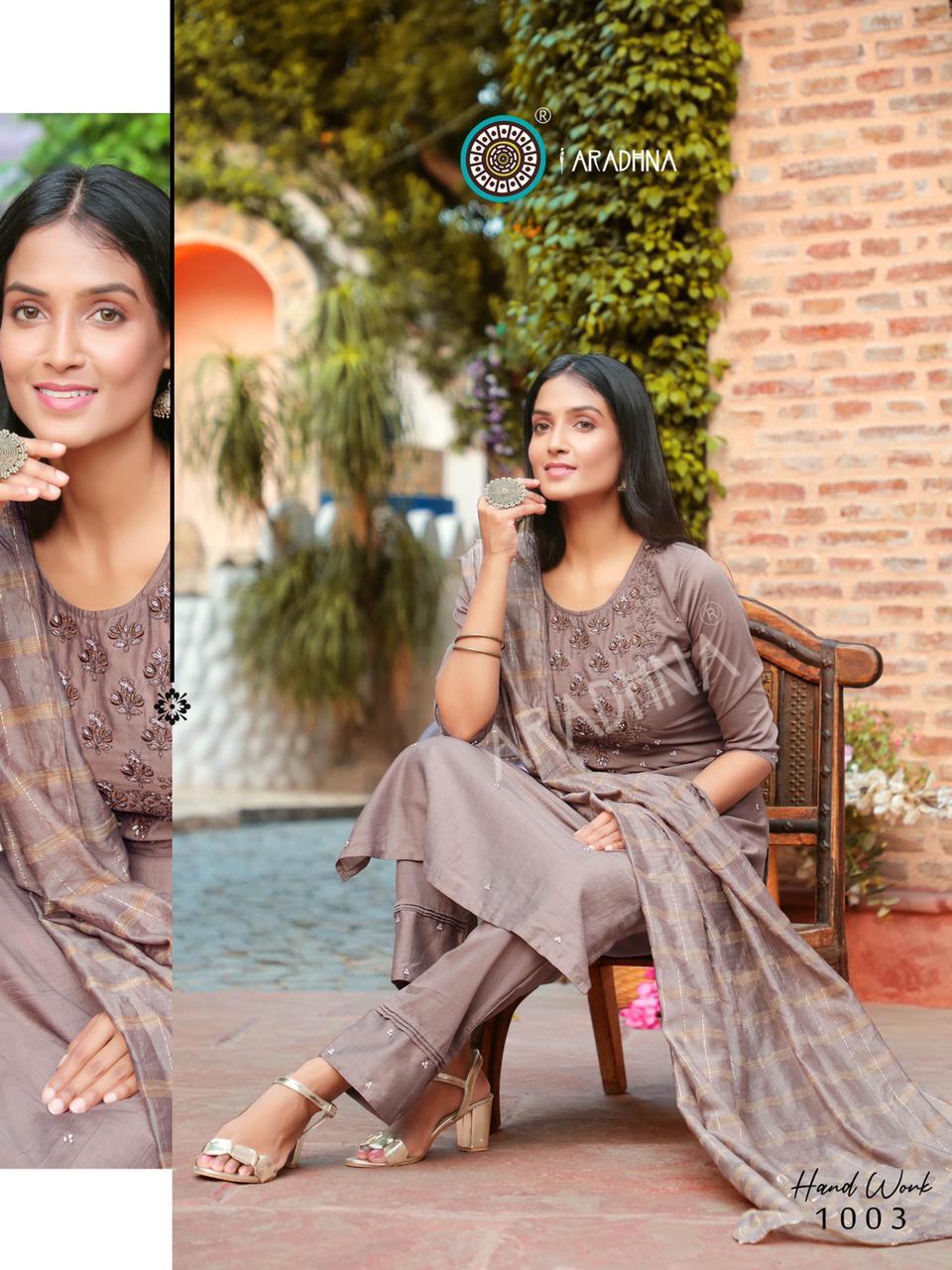Aradhna Hand Work  Vol 1 Cotton Silk Exclusive Readymade Catalog