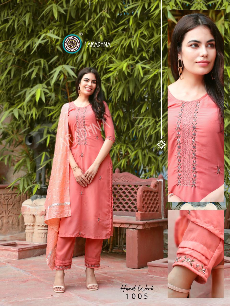 Aradhna Hand Work  Vol 1 Cotton Silk Exclusive Readymade Catalog
