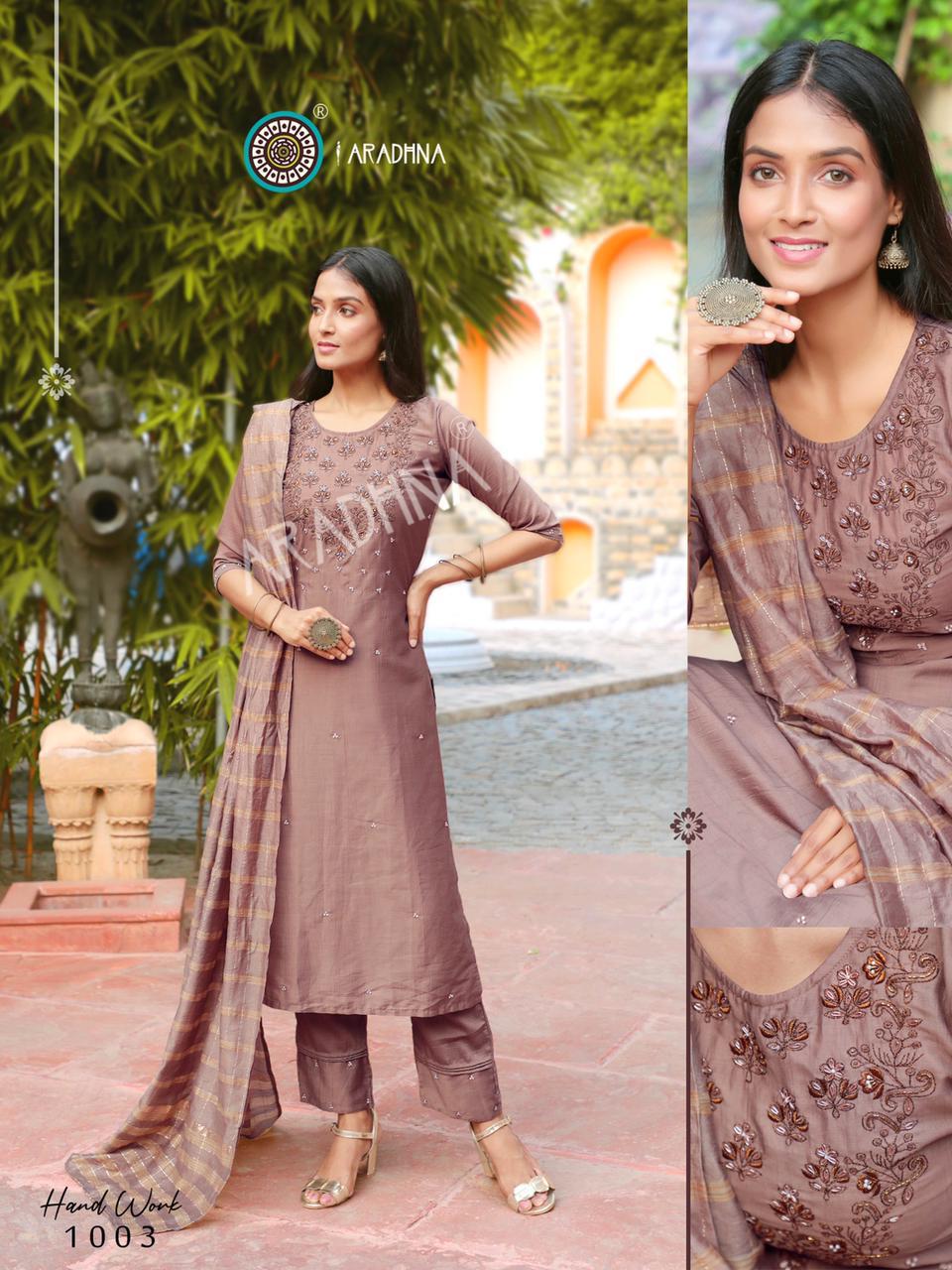 Aradhna Hand Work  Vol 1 Cotton Silk Exclusive Readymade Catalog