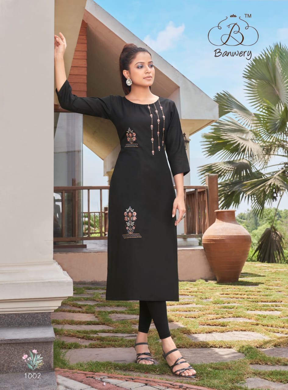 Ikat Yoke Design Black Kurti  LASTINCH