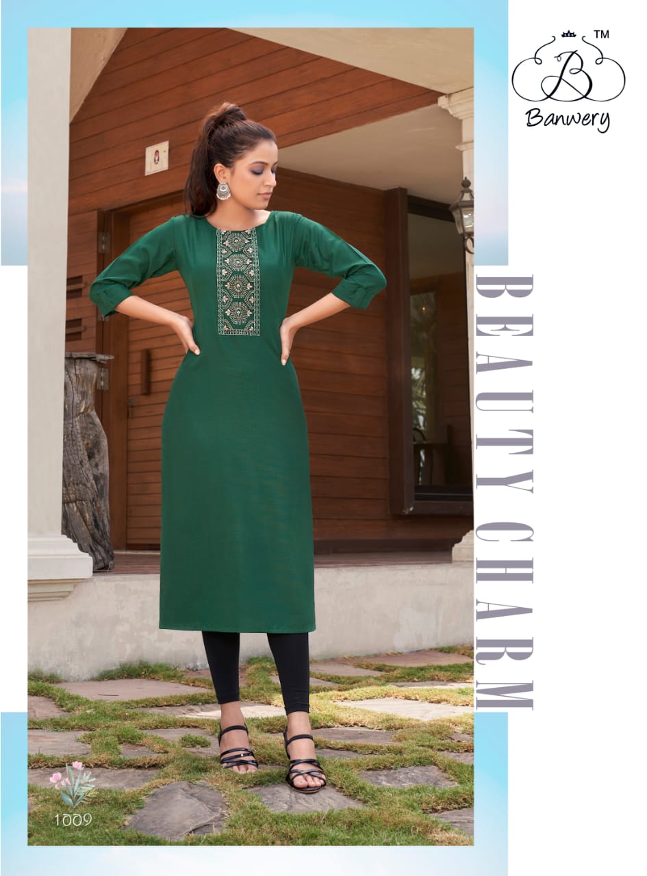 Boutique Collection Printed Rayon Dusty Green Kurti With Belt LKV00763