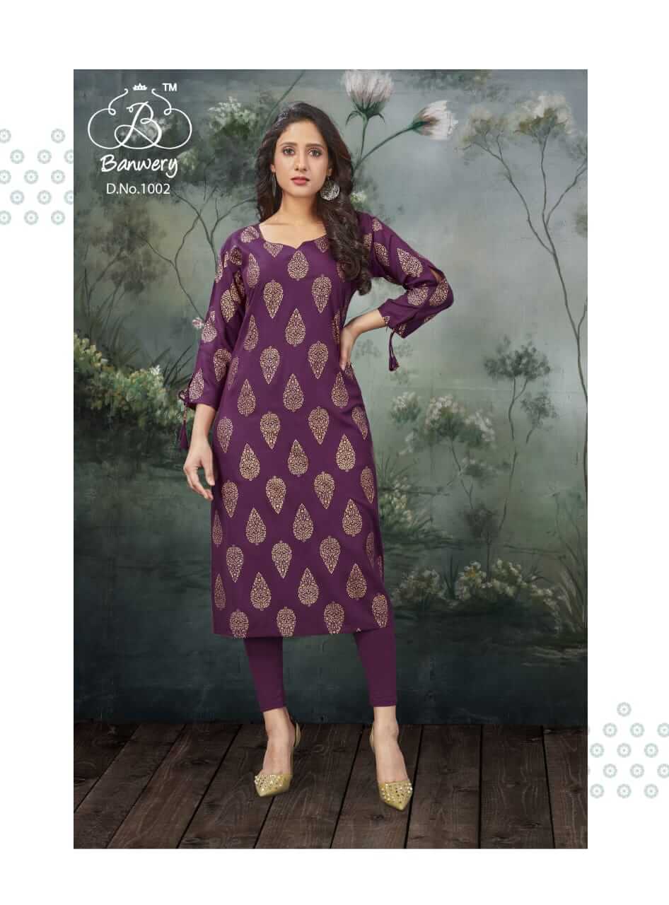 Banwery Pal Rayon Fancy Foil Printed Buy Casual Wear Printed Kurti Catalog