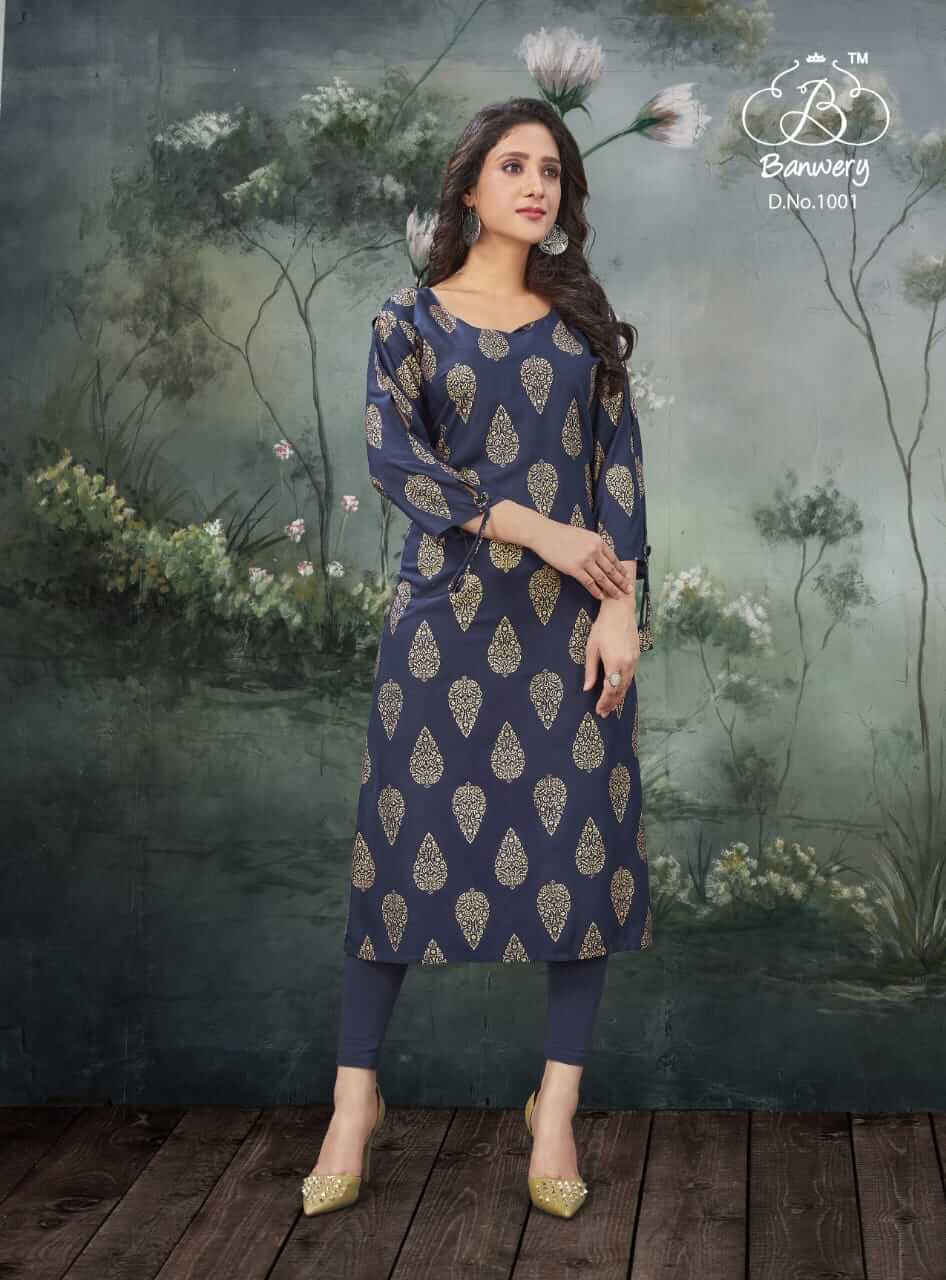 Banwery Pal Rayon Fancy Foil Printed Buy Casual Wear Printed Kurti Catalog