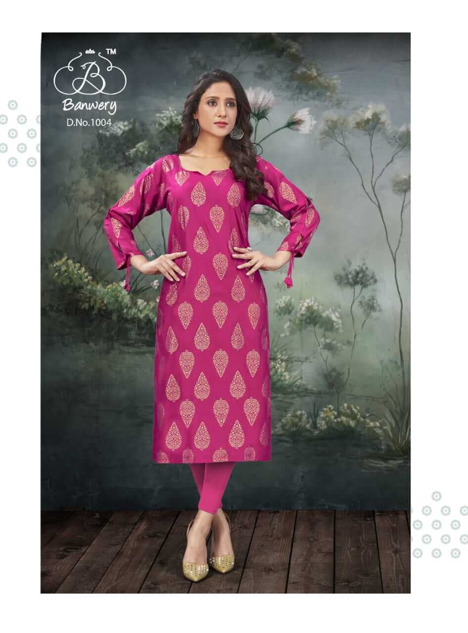 Banwery Pal Rayon Fancy Foil Printed Buy Casual Wear Printed Kurti Catalog