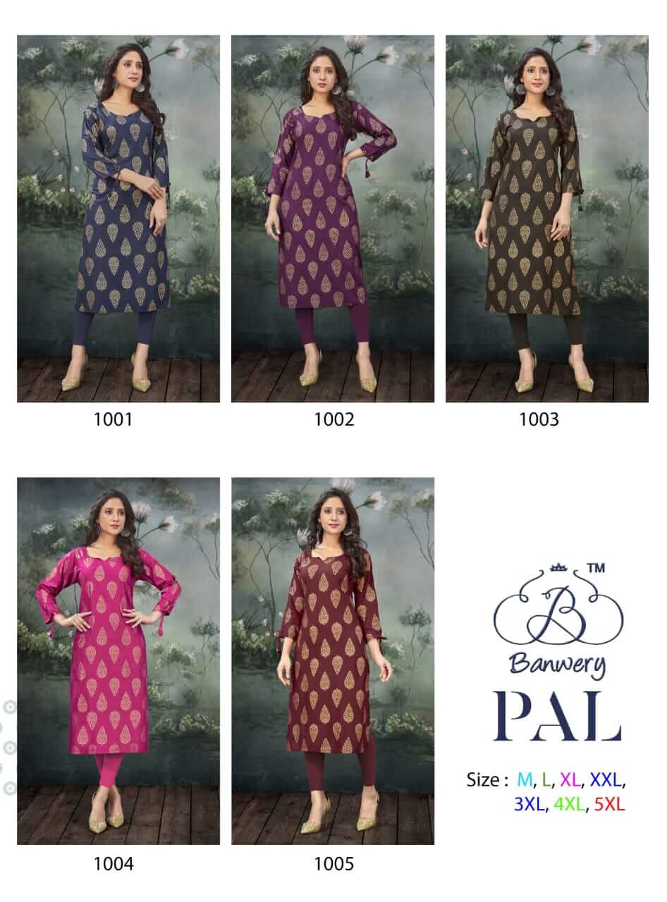 Banwery Pal Rayon Fancy Foil Printed Buy Casual Wear Printed Kurti Catalog